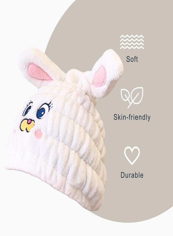 LCBD Microfiber Hair Towel Wrap for Kids, White Rabbit Dry Hair Cap Suck Water, Absorbent Quick Girls Boys Hair Drying Towel, Lightweight Bouncy Hat Headscarf for Wet Hair - Image 4